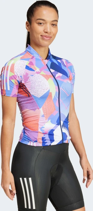 adidas Essentials 3-Streifen Pattern Clash Trikot kurzarm dark blue/lucid blue (Damen)