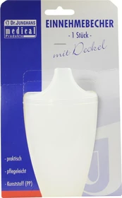 Dr. Junghans Medical Einnehmebecher mit Griff und Deckel 12mm milchig, 250ml