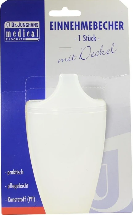 Dr. Junghans Medical Einnehmebecher mit Griff und Deckel 12mm milchig, 250ml