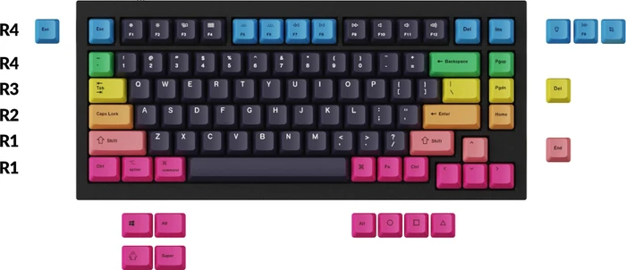 Keychron Q1/Q2/K2 OEM Dye-Sub Keycap-Set Rainbow, Kunststoff (PBT), Rainbow, mehrfarbig/schwarz, 97 Tasten (83+14), ANSI-US