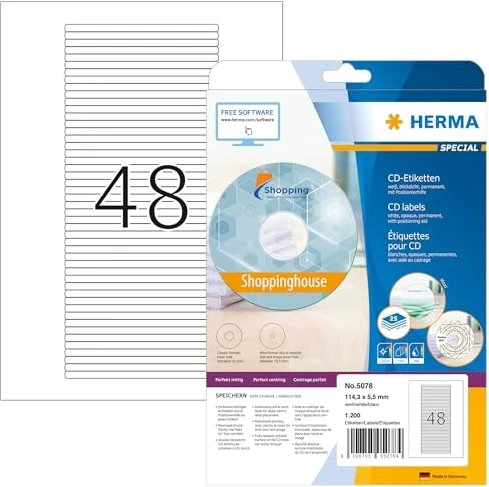 Herma Etiketten, 114.3x5.5mm, weiß, matt, 25 Blatt (1200 Etiketten)