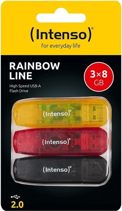 Intenso Rainbow Line 8GB, USB-A, USB 2.0, 3er-Pack