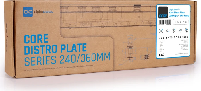 Alphacool Core Distro Plate 240 Rechts mit VPP, Verteilerplatte mit Pumpe
