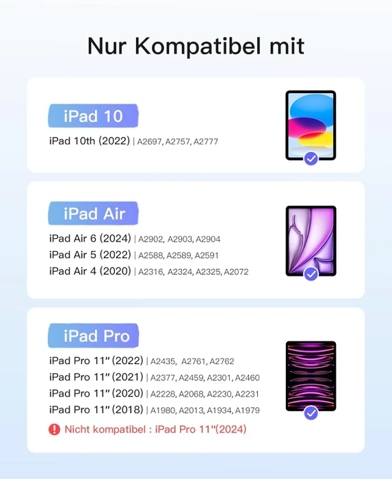 Inateck Ultraleicht Tastatur für iPad Air 6/iPad Air 5/iPad Pro 11", weiß, DE