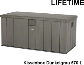 Lifetime Kissenbox Gartenbox 570l grau holzoptik
