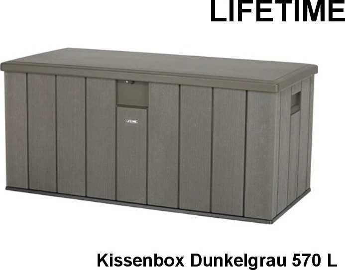 Lifetime Kissenbox Gartenbox 570l grau holzoptik
