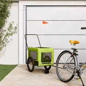 vidaXL Hunde 135x68.5cm Fahrradanhänger grün/schwarz