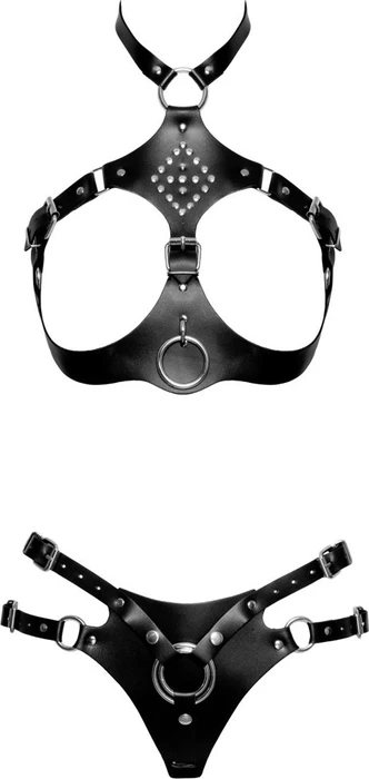 Zado Leder Brustharness & Strap-On-String 2XL Set