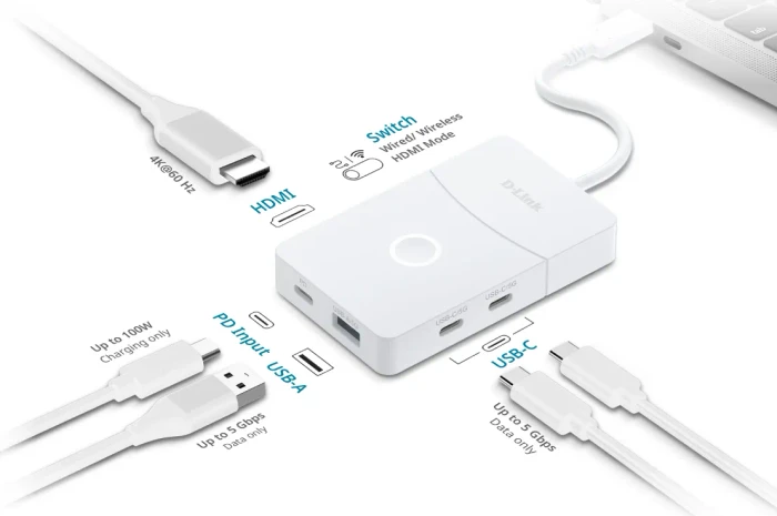 D-Link 5-in-1 USB-C Hub with Wireless HDMI, USB-C 3.0 [Stecker]
