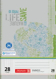 Brunnen Recycling Schulheft, A5, Lineatur 28, grau/grün, 16 Blatt