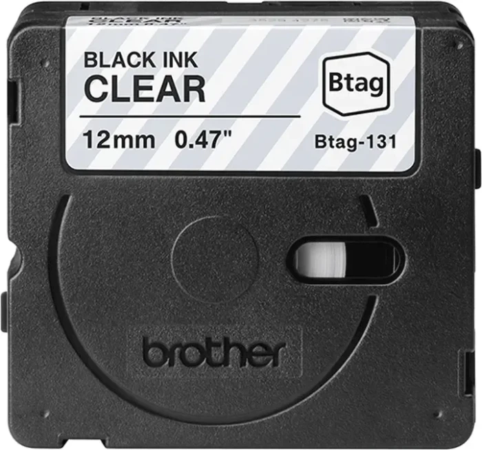 Brother Btag-131 Beschriftungsband, 12mm, schwarz/transparent