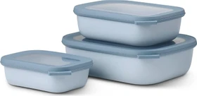 Mepal Multischüssel Cirqula rechteckig flach Aufbewahrungsbehälter-Set nordic blue, 3-tlg.