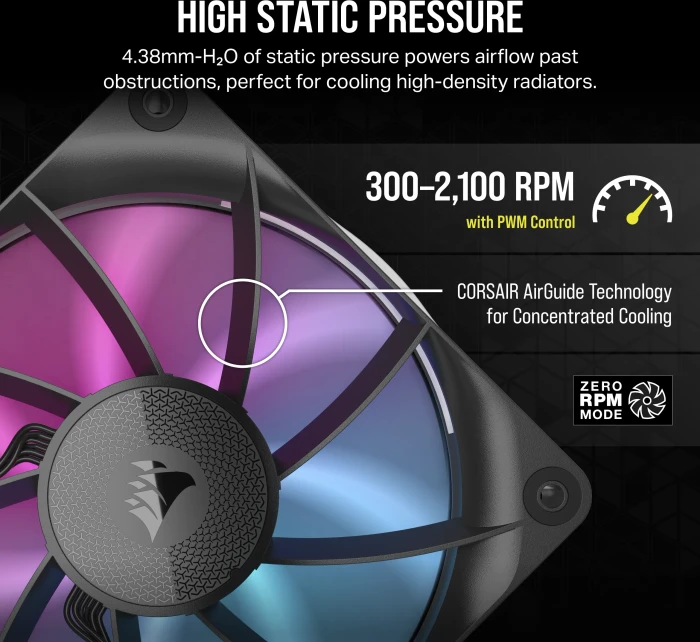 Corsair iCUE LINK RX120 RGB Starter Kit, schwarz, LED-Steuerung, 120mm, 3er-Pack