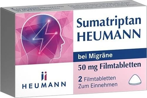 Sumatriptan Heumann bei Migräne 50mg Filmtabletten, 2 Stück