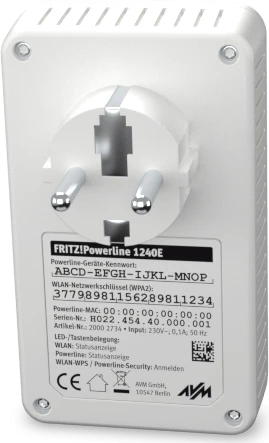 FRITZ! FRITZ!Powerline 1240E Kit, Powerline/WLAN-Access Point und Powerline-Adapter Set, 2er-Bundle