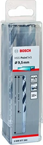 Bosch Professional HSS PointTeQ Spiralbohrer, 9.5x81x125mm, 10 Stück