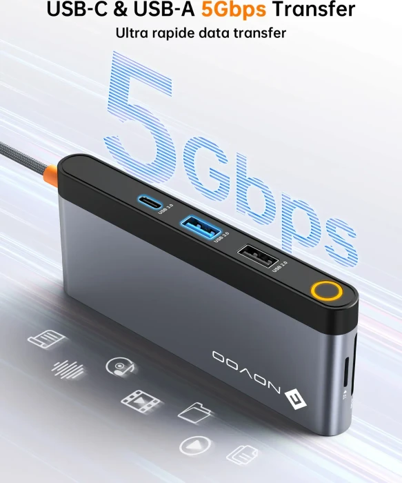 Novoo 10-in-1 8K Dual Display Hub, USB-C 3.0 [Stecker]