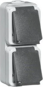 Peha IP54 Steckdose SCHUKO 2fach senkrecht, grau