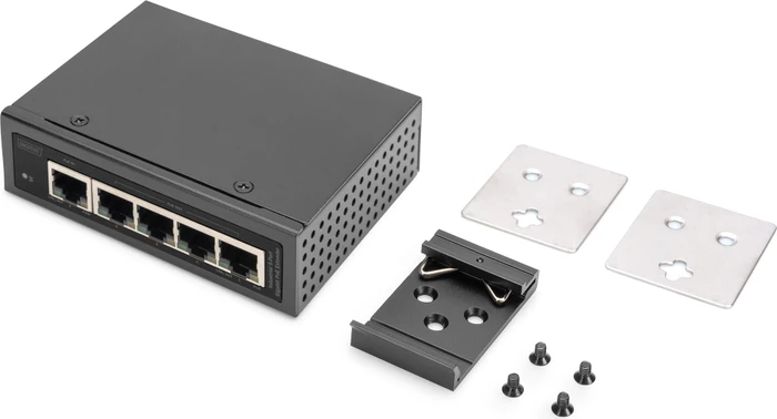 Digitus Industrial Railmount Gigabit PoE-Extender, 5x RJ-45, 60W PoE++ PD