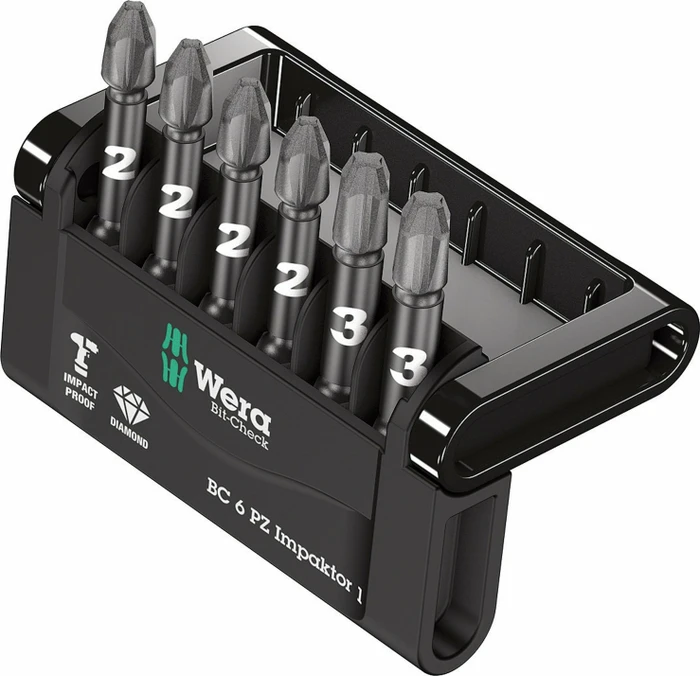 Wera Bit-Check 6 PZ Impaktor 1 Pozidriv Bitset inkl. Werkzeugbox, 6-tlg.
