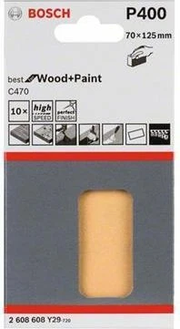 Bosch Professional C470 Best for Wood and Paint Schleifblatt K400, 70x125mm, 10 Stück