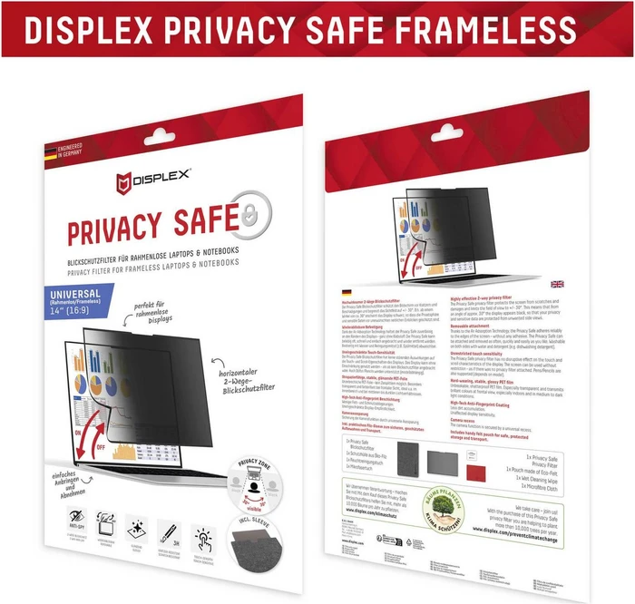 Displex Displayschutzglas mit Blickschutz für Universell