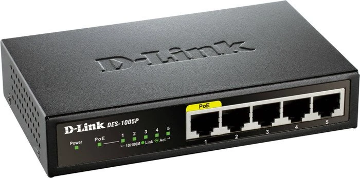 D-Link DES-1000 Desktop Switch, 5x RJ-45, 15.4W PoE