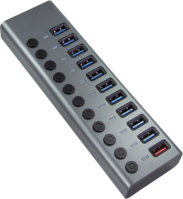 LogiLink USB-Hub mit Ladeanschluss, 10x USB-A 3.0, USB-B 3.0 [Buchse]