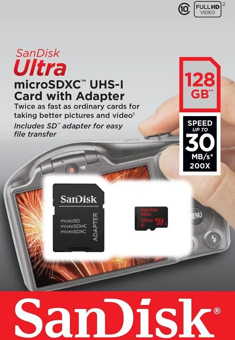 SanDisk Ultra R30 128GB Kit, UHS-I, Class 10
