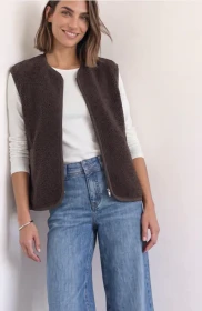 Street One Teddy mit Zipper und Corddetails Weste auburn brown (Damen)