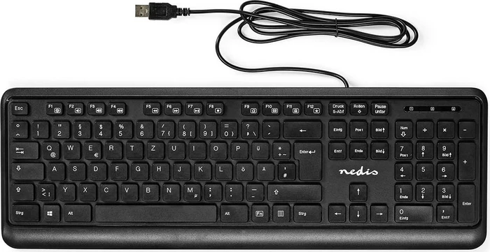 Nedis Multimedia Tastatur, schwarz, USB, DE