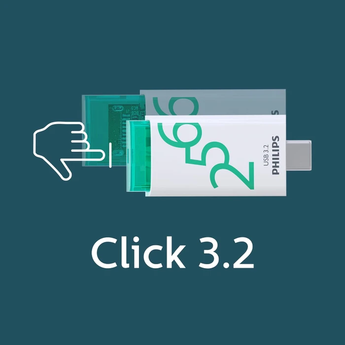 Philips Flash Drive Click Edition 256GB weiß/grün, USB-C, USB 3.2 Gen 1×1
