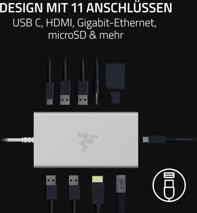 Razer USB-C Dock, weiß, USB-C 3.1 [Stecker]