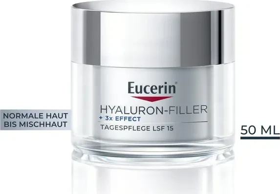 Eucerin Anti-Age Hyaluron-Filler Tagescreme für normale Haut bis Mischhaut LSF15, 50ml