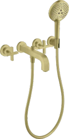 Hansgrohe Axor Citterio 3-Loch Wannenkombination mit Kreuzgriffen und Rosetten brushed brass