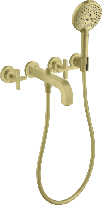 Hansgrohe Axor Citterio 3-Loch Wannenkombination mit Kreuzgriffen und Rosetten brushed brass