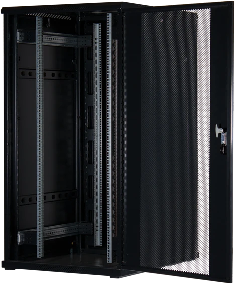 Rockstable 19" Serverschrank 32HE, Gitternetztür, IP2X, schwarz, 1000mm tief