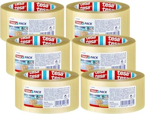 tesa tesapack ultra strong 57176 PVC Klebeband transparent, 50mm/66m, 6 Stück
