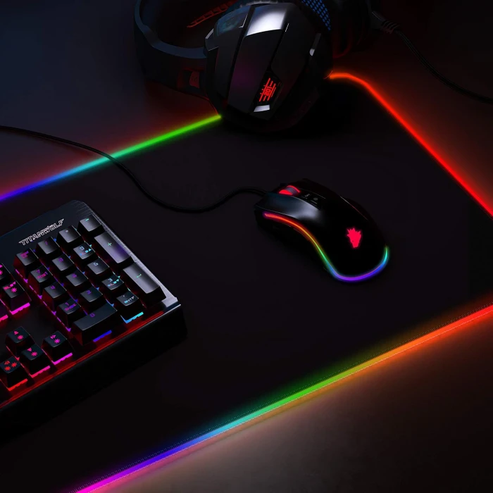 Titanwolf Icon Red Lightning RGB Gaming XXL Mauspad, 800x300mm, schwarz