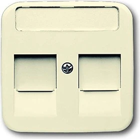Busch-Jaeger Zentralscheibe mit Beschriftungsfeld Modular-Jack-Einsatz, Keystone 2-fach weiß - Busch-Duro 2000 SI