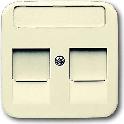 Busch-Jaeger Zentralscheibe mit Beschriftungsfeld Modular-Jack-Einsatz, Keystone 2-fach weiß - Busch-Duro 2000 SI