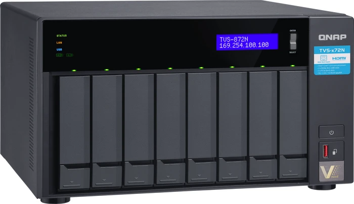 QNAP TVS-872N-i3-8G 50TB, 8GB RAM, 1x RJ-45 5GBase-T, 2x RJ-45 1000Base-T