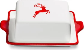 Gmundner Keramik Rubinroter Hirsch Butterdose 125g