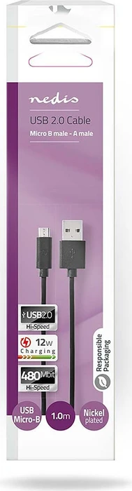 Nedis USB-Kabel USB 2.0 USB-A Stecker/USB Micro-B Stecker 1.0m schwarz