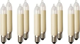 Hellum Kleinschaftkerze 8V Ersatzbirne für Weihnachtsbeleuchtung 3W E10, 10 Stück