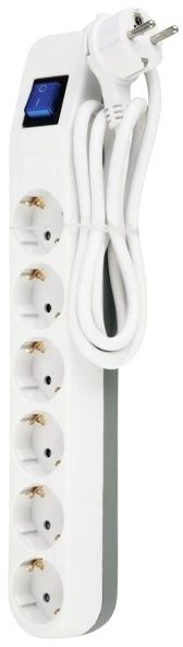 REV Ritter ICE Steckdosenleiste mit Schalter, 6-fach, 1.4m, weiß