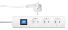 Kopp Steckdosenleiste UNOversal Plus mit Schalter und extraflachem Winkelstecker, 3-fach, 1.4m, weiß
