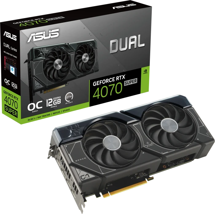 ASUS Dual GeForce RTX 4070 SUPER OC, DUAL-RTX4070S-O12G, 12GB GDDR6X, HDMI, 3x DP