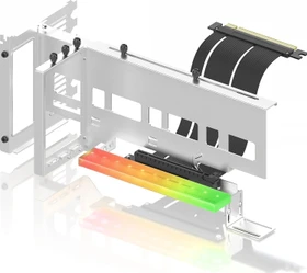 EZDIY-FAB Vertical GPU Mount, Riser Card Cable, mit vertikaler Grafikkarten-Halterung, ARGB, gewinkelt, PCIe 4.0, 170mm, weiß