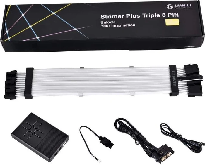 Lian Li Strimer Plus Triple 8Pin GPU RTX 30 Series, 3x 8-Pin PCIe Verlängerungskabel, RGB beleuchtet